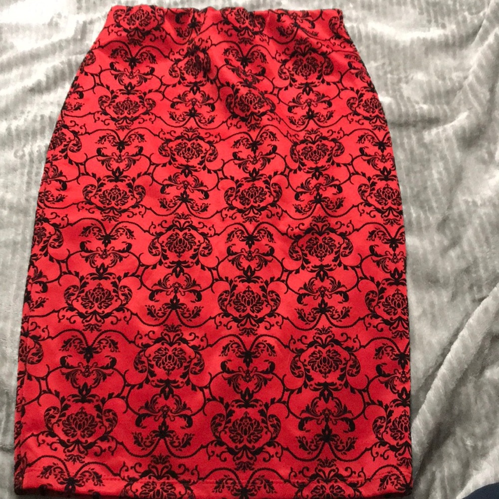 Red pencil skirt